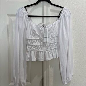 Forever 21 White Ruched Blouse